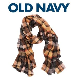 Old Navy NWT Plaid Flannel Blanket Scarf For Women - Neutral Plaid